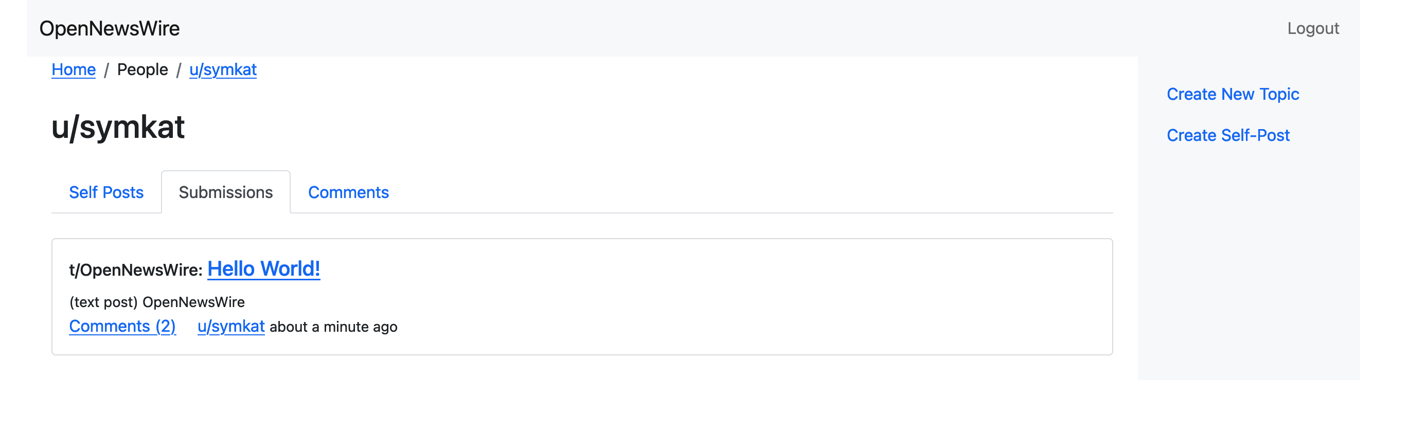 OpenNewsWire User Profile